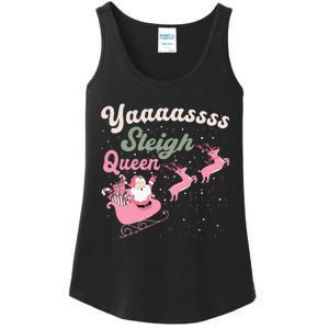 Yaaasss Sleigh Queen Sleigh Girl Matching Christmas Pajamas Ladies Essential Tank