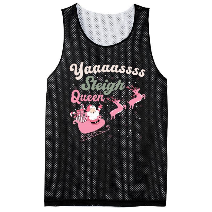 Yaaasss Sleigh Queen Sleigh Girl Matching Christmas Pajamas Mesh Reversible Basketball Jersey Tank