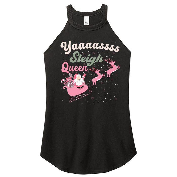 Yaaasss Sleigh Queen Sleigh Girl Matching Christmas Pajamas Women's Perfect Tri Rocker Tank