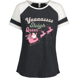 Yaaasss Sleigh Queen Sleigh Girl Matching Christmas Pajamas Enza Ladies Jersey Colorblock Tee