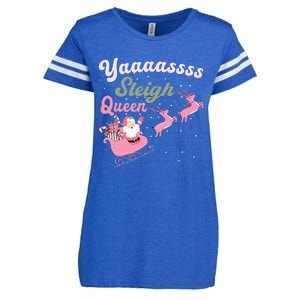 Yaaasss Sleigh Queen Sleigh Girl Matching Christmas Pajamas Enza Ladies Jersey Football T-Shirt