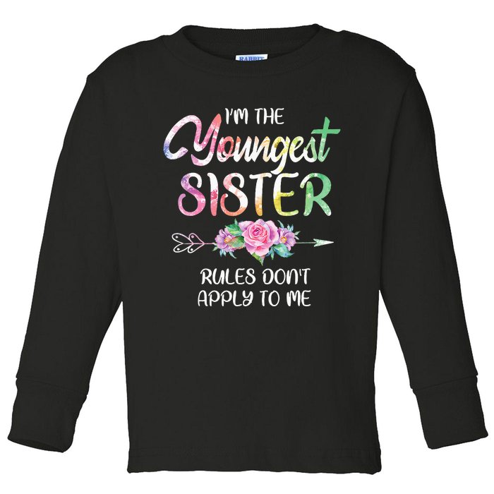 Youngest Sister Rules DonT Apply To Me Funny Sibling Toddler Long Sleeve Shirt