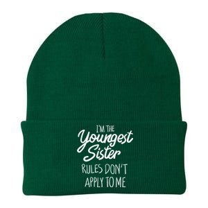 Youngest Sister Rules Dont Apply To Me Funny Sibling Knit Cap Winter Beanie