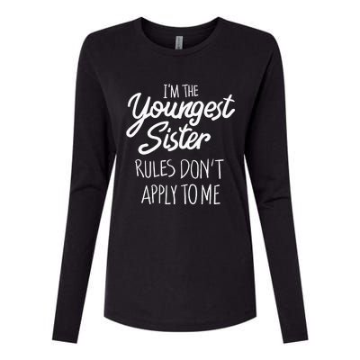 Youngest Sister Rules Dont Apply To Me Funny Sibling Womens Cotton Relaxed Long Sleeve T-Shirt