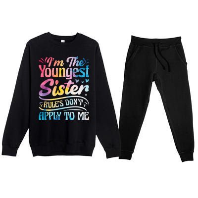 Youngest Sister Rules Don't Apply To Me Funny Matching Premium Crewneck Sweatsuit Set