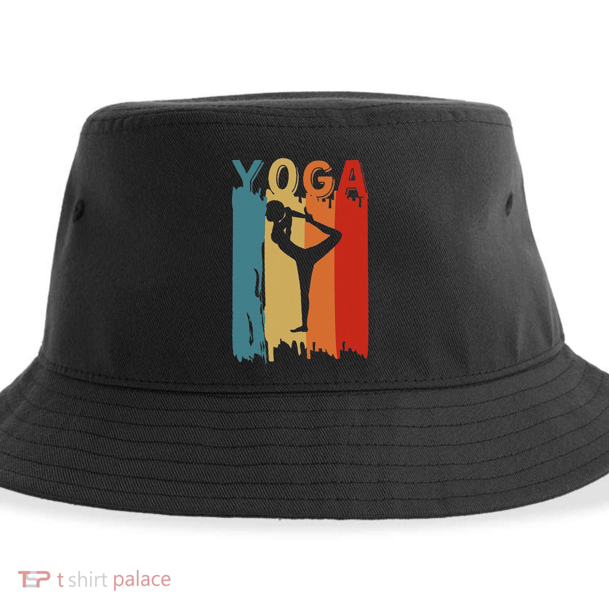 Yoga Silhouette Retro Vintage Mind Body And Soul Sustainable Bucket Hat