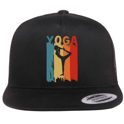 Yoga Silhouette Retro Vintage Mind Body And Soul Flatbill Hat