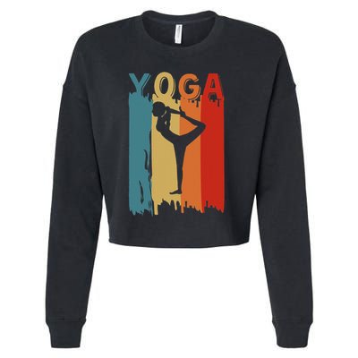 Yoga Silhouette Retro Vintage Mind Body And Soul Cropped Pullover Crew