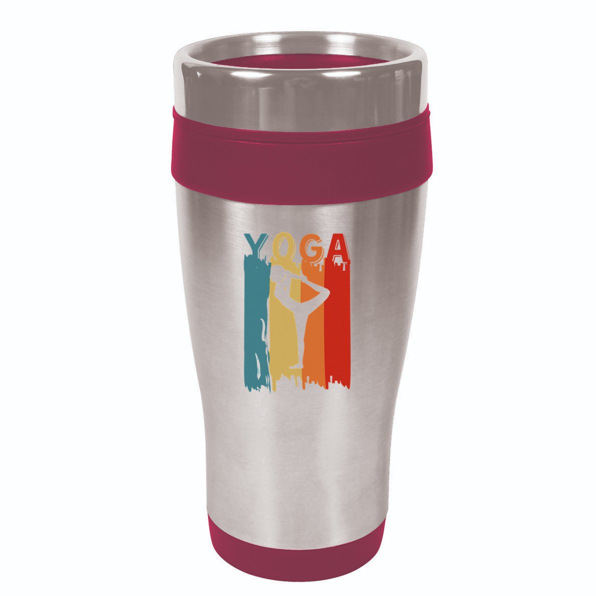 Yoga Silhouette Retro Vintage Mind Body And Soul 16oz Travel Tumbler