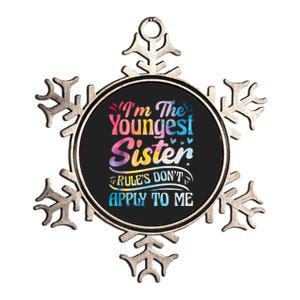 Youngest Sister Rules DonT Apply To Me Funny Matching Metallic Star Ornament