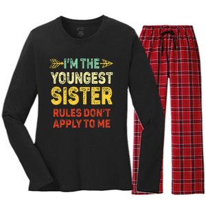 Youngest Sister Rules Dont Apply To Me Matching Sister Women's Long Sleeve Flannel Pajama Set 