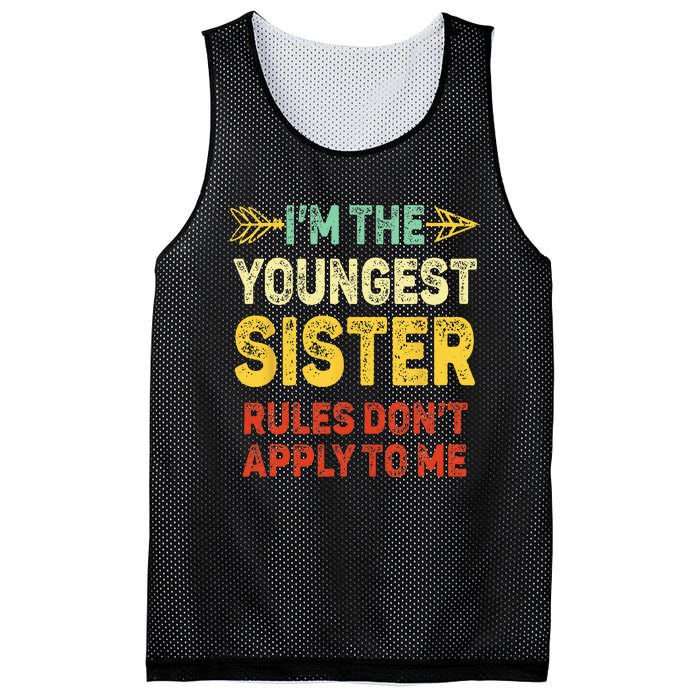 Youngest Sister Rules Dont Apply To Me Matching Sister Mesh Reversible Basketball Jersey Tank