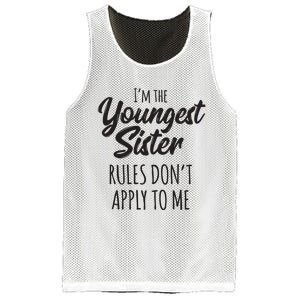 Youngest Sister Shirts Rules Dont Apply To Me Funny Sibling Mesh Reversible Basketball Jersey Tank