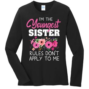 Youngest Sister Shirts Rules Dont Apply To Me Matching Ladies Long Sleeve Shirt