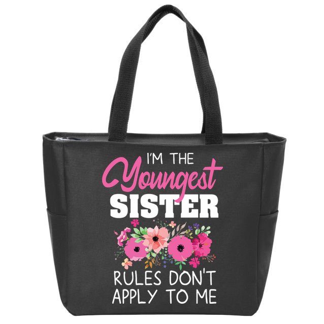 Youngest Sister Shirts Rules Dont Apply To Me Matching Zip Tote Bag