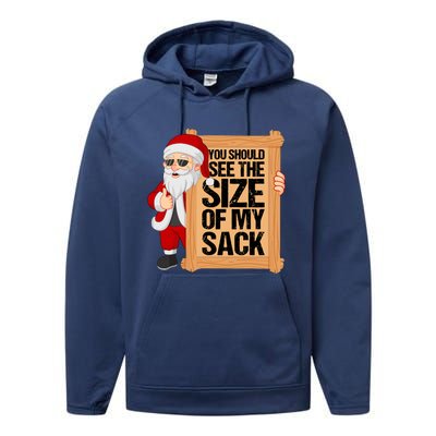 You Should See The Size Of My Sack Funny Santa Christmas Performance Fleece Hoodie