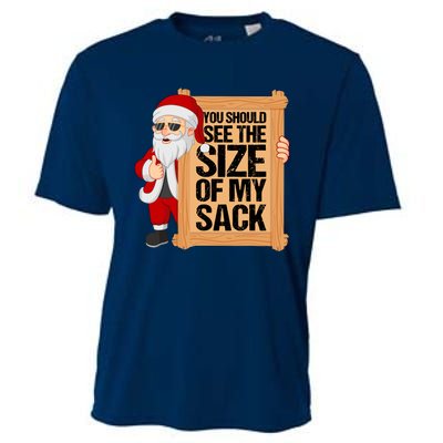 You Should See The Size Of My Sack Funny Santa Christmas Cooling Performance Crew T-Shirt