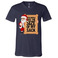 You Should See The Size Of My Sack Funny Santa Christmas V-Neck T-Shirt