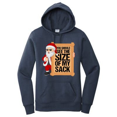 You Should See The Size Of My Sack Funny Santa Christmas Women's Pullover Hoodie