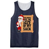 You Should See The Size Of My Sack Funny Santa Christmas Mesh Reversible Basketball Jersey Tank