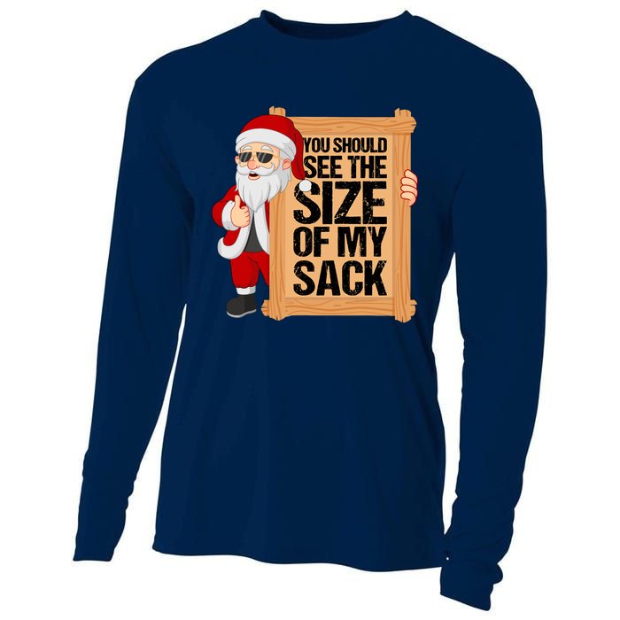 You Should See The Size Of My Sack Funny Santa Christmas Cooling Performance Long Sleeve Crew