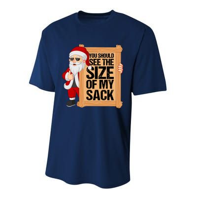 You Should See The Size Of My Sack Funny Santa Christmas Performance Sprint T-Shirt