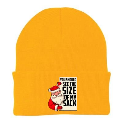 You Should See The Size Of My Sack Funny Santa Christmas  Knit Cap Winter Beanie