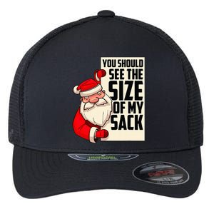 You Should See The Size Of My Sack Funny Santa Christmas  Flexfit Unipanel Trucker Cap