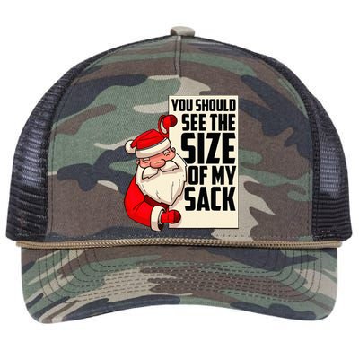 You Should See The Size Of My Sack Funny Santa Christmas  Retro Rope Trucker Hat Cap