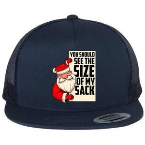 You Should See The Size Of My Sack Funny Santa Christmas  Flat Bill Trucker Hat