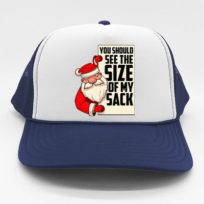 You Should See The Size Of My Sack Funny Santa Christmas  Trucker Hat