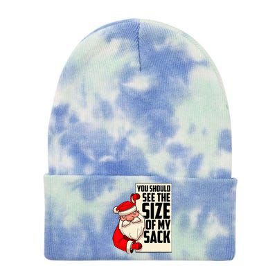 You Should See The Size Of My Sack Funny Santa Christmas  Tie Dye 12in Knit Beanie