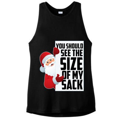 You Should See The Size Of My Sack Funny Santa Claus Ladies PosiCharge Tri-Blend Wicking Tank