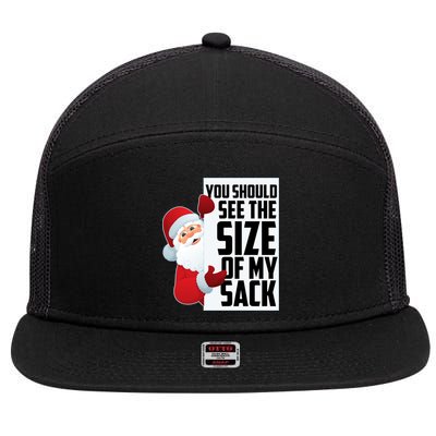 You Should See The Size Of My Sack Funny Santa Claus 7 Panel Mesh Trucker Snapback Hat