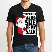You Should See The Size Of My Sack Funny Santa Claus V-Neck T-Shirt