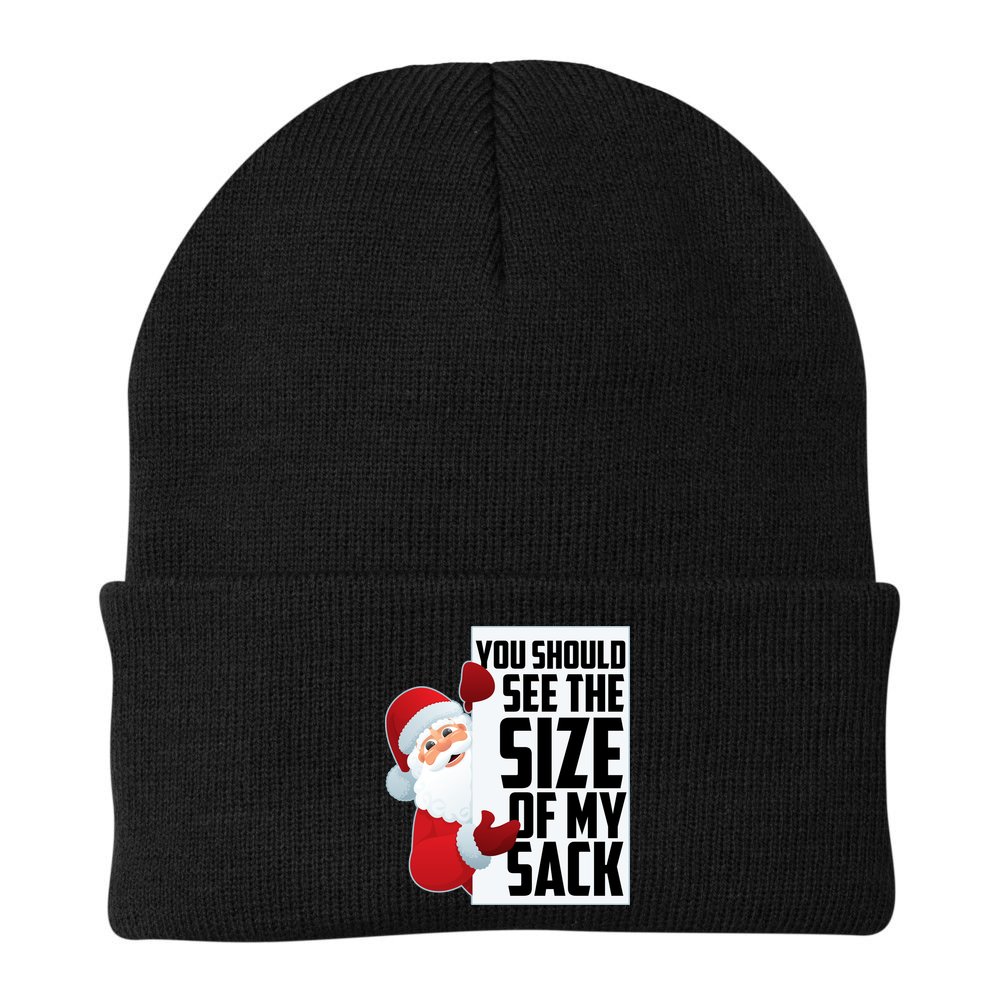 You Should See The Size Of My Sack Funny Santa Claus Beanie