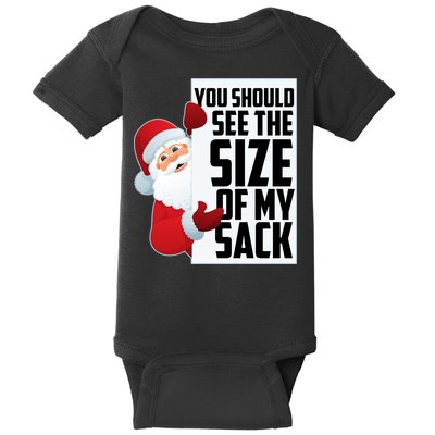 You Should See The Size Of My Sack Funny Santa Claus Baby Bodysuit
