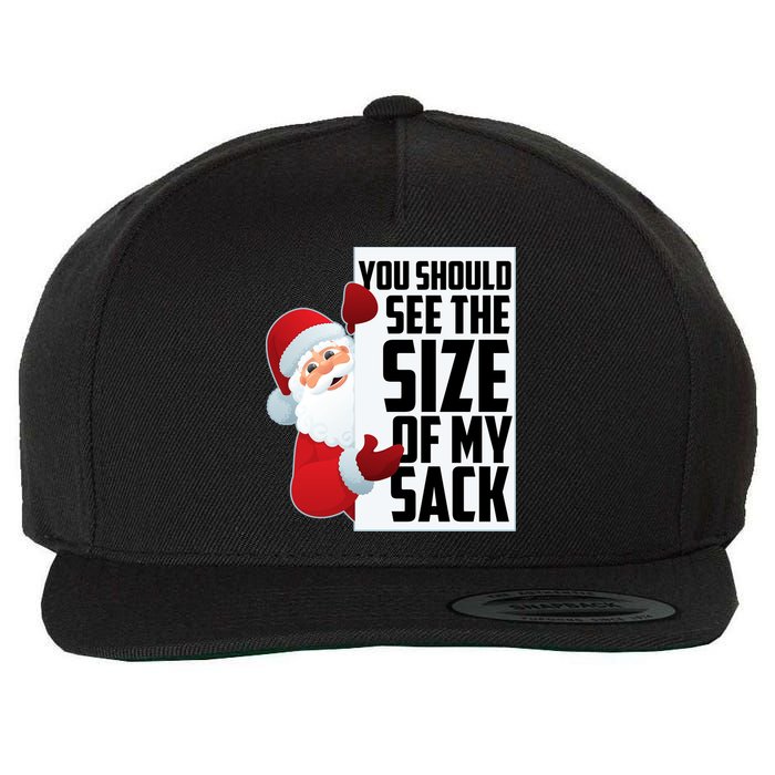 You Should See The Size Of My Sack Funny Santa Claus Wool Snapback Cap