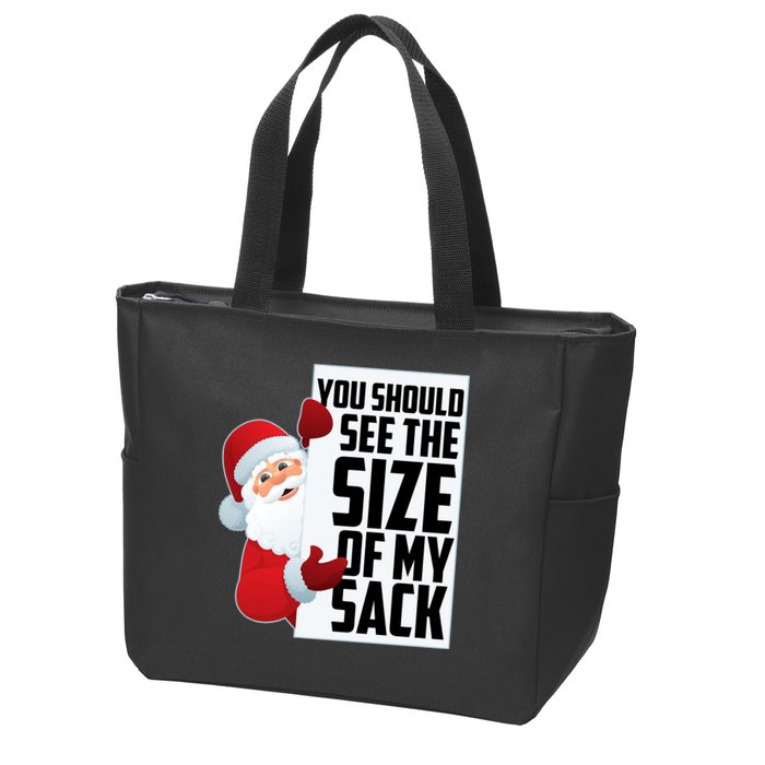 You Should See The Size Of My Sack Funny Santa Claus Zip Tote Bag