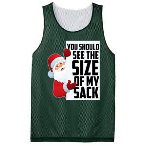 You Should See The Size Of My Sack Funny Santa Claus Mesh Reversible Basketball Jersey Tank