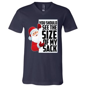 You Should See The Size Of My Sack Funny Santa Claus V-Neck T-Shirt