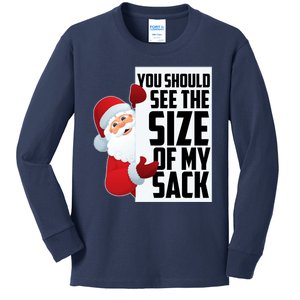 You Should See The Size Of My Sack Funny Santa Claus Kids Long Sleeve Shirt