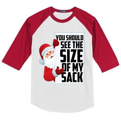 You Should See The Size Of My Sack Funny Santa Claus Kids Colorblock Raglan Jersey