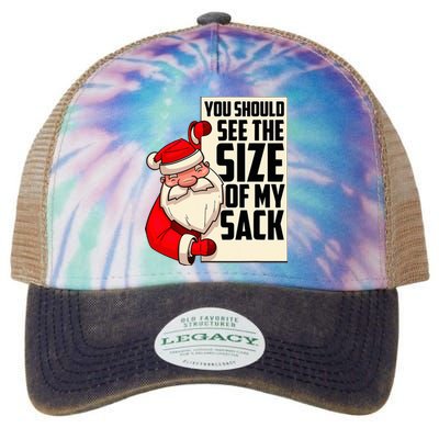 You Should See The Size Of My Sack Funny Santa Christmas Legacy Tie Dye Trucker Hat