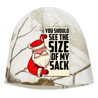 You Should See The Size Of My Sack Funny Santa Christmas Kati - Camo Knit Beanie