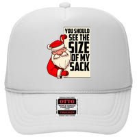 You Should See The Size Of My Sack Funny Santa Christmas High Crown Mesh Back Trucker Hat