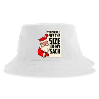 You Should See The Size Of My Sack Funny Santa Christmas Sustainable Bucket Hat