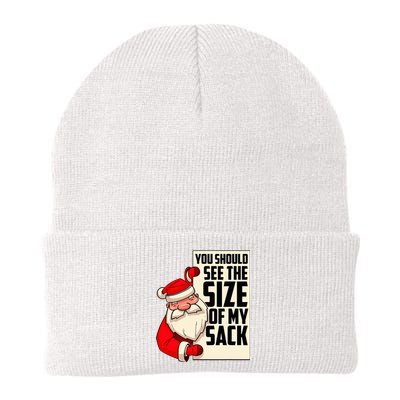 You Should See The Size Of My Sack Funny Santa Christmas Knit Cap Winter Beanie