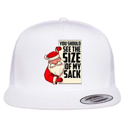 You Should See The Size Of My Sack Funny Santa Christmas Flat Bill Trucker Hat