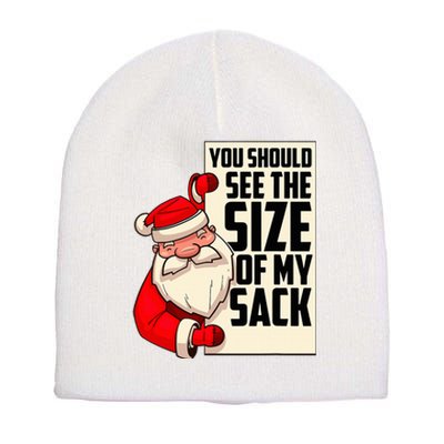 You Should See The Size Of My Sack Funny Santa Christmas Short Acrylic Beanie